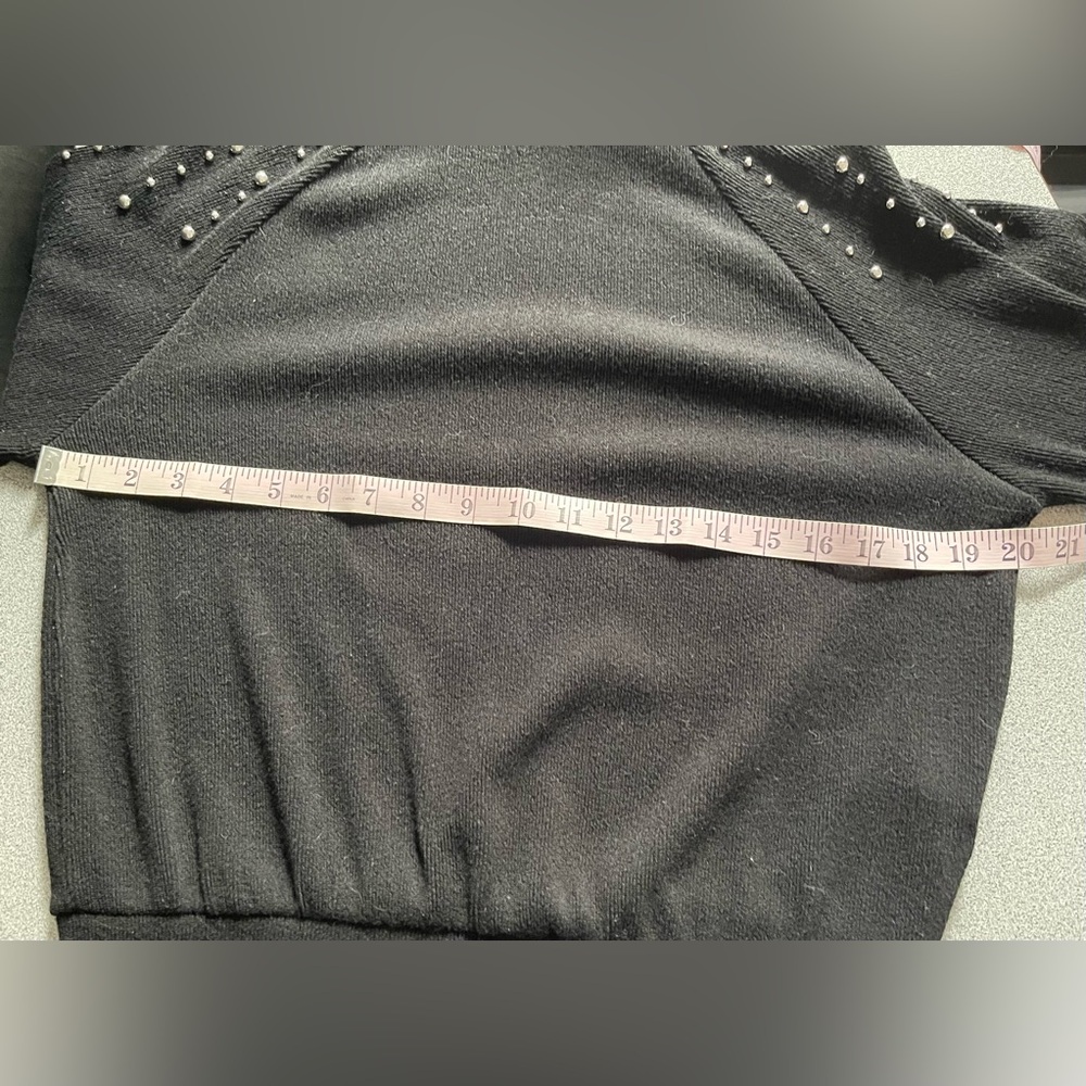 Zara Black Turtleneck Sweater with Studded Drop Shoulders Size Medium - Picture 10 of 12